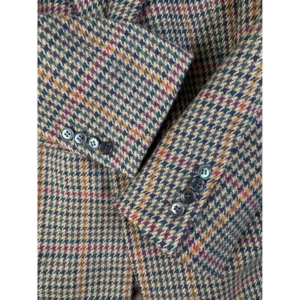 Ercole's Donegal Mist Handwoven Tweed Blazer Wool Mohair Cashmere Brown Check 42